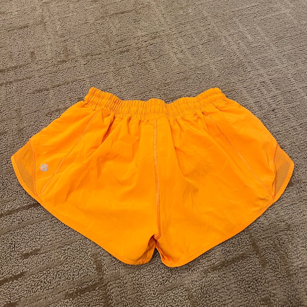 orange lululemon running shorts